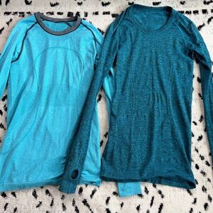 lululemon athletica Teal and Blue Long Sleeve Tops Swiftly Tech Bundle sz Sm 4